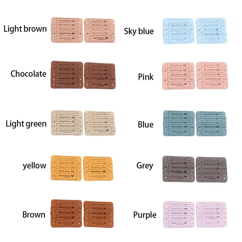 20PCS Handmade PU Leather Sewing Accessories Garment Labels Label Clothes Tags Hand Made With Love