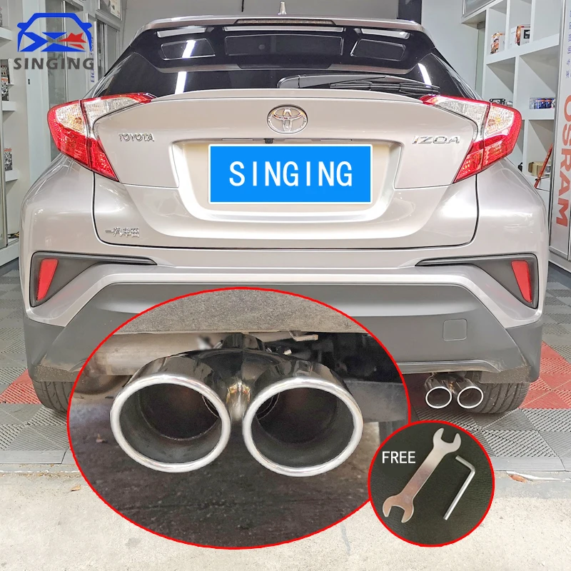 Car Stainless Steel Rear Exhaust Pipe Muffler Tail Car Accessories auto parts decoration for Toyota CHR C-HR 2017-2020 AX10 AX50