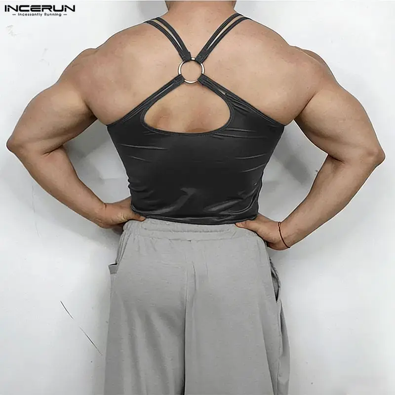 INCERUN Herren Tanktops Durchsichtige Ärmellose Sommer-Westen Streetwear Einfarbig 2026 Mode Lässige Herrenbekleidung Oberteile