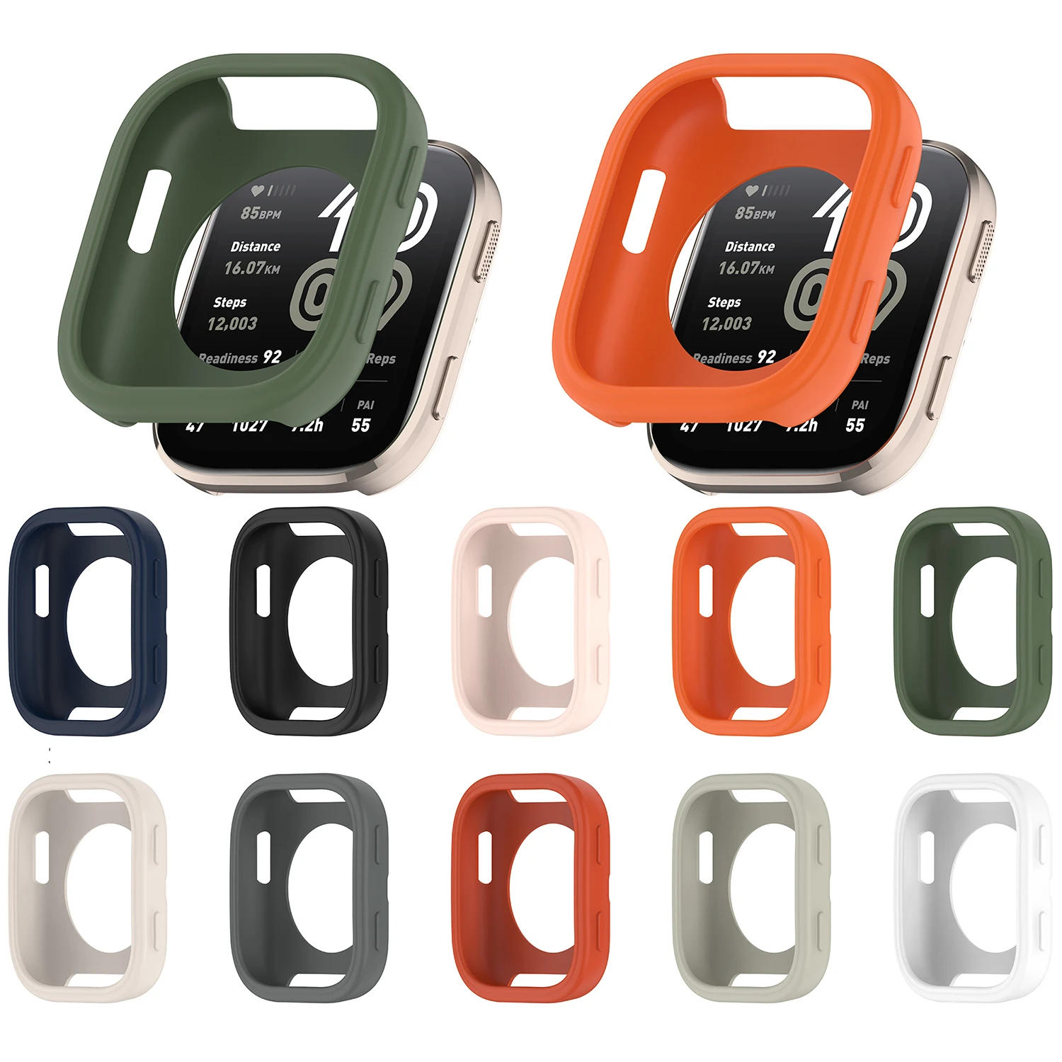 For Huami Amazfit Bip 6 (A2435) Watch Case Soft Silicone Hollow Watch Frame Cover - Dark Green view 6