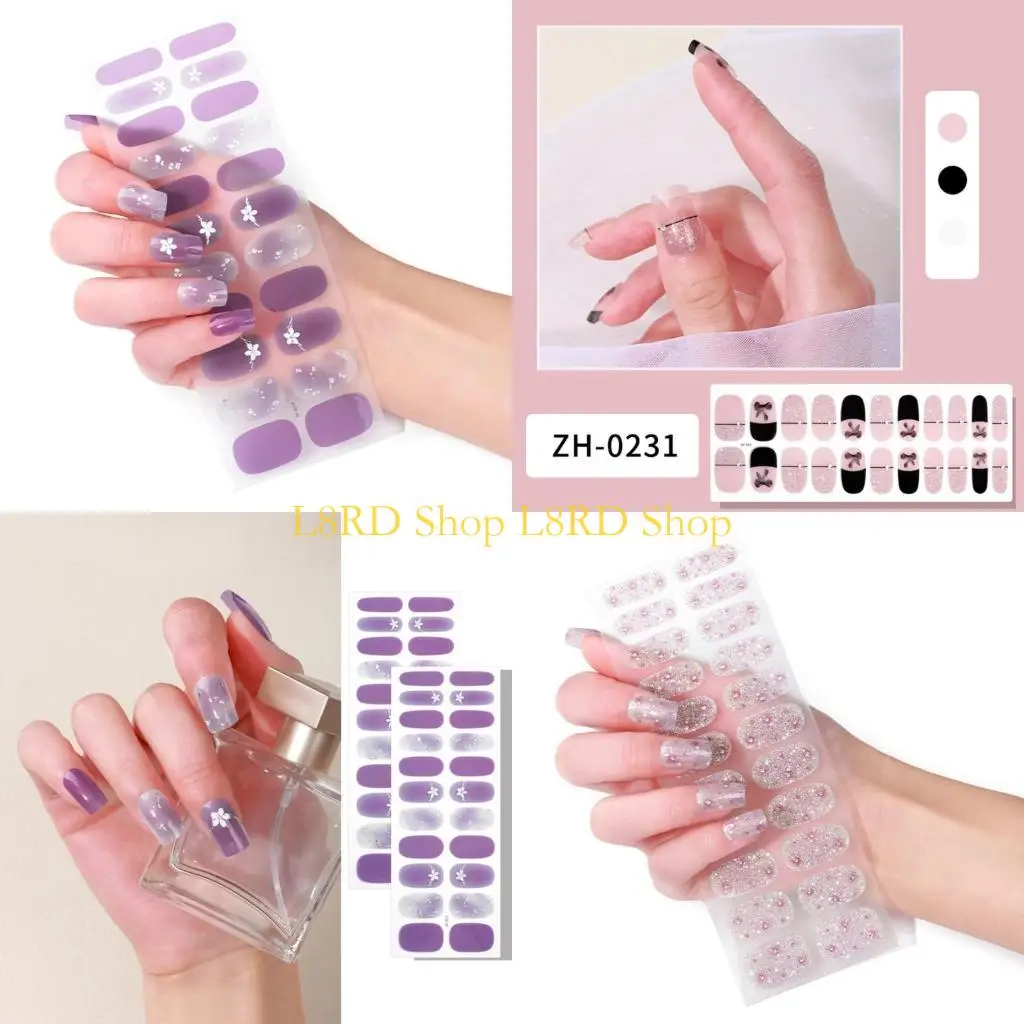 L8RD 22Pcs Self-Adhesive Gel Sticker Gel Strips Full Wraps Art