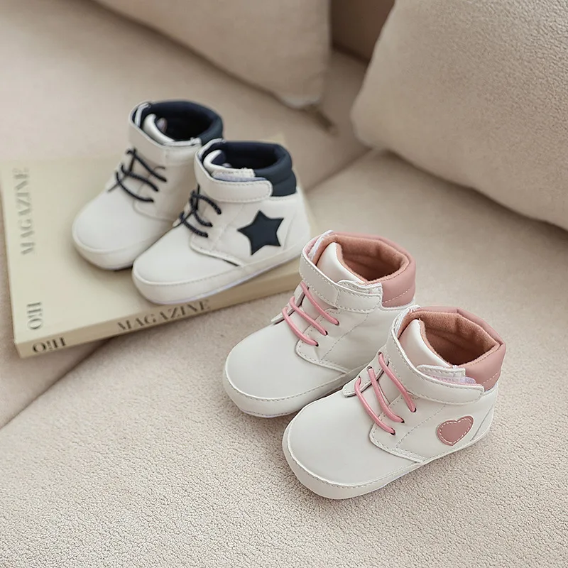 

Spring and Autumn Style Baby Walking Shoes For 0-12 Months High Top Versatile Soft Sole Baby Sports Shoes Non Slip Sole