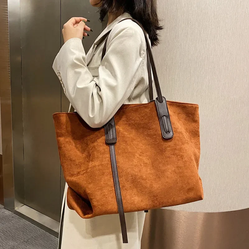 

Winter new women Handbags large Capacity Faux Suede Shoulder Bags Female Travel big Totes Lady Fashion Elegant Hand Bag