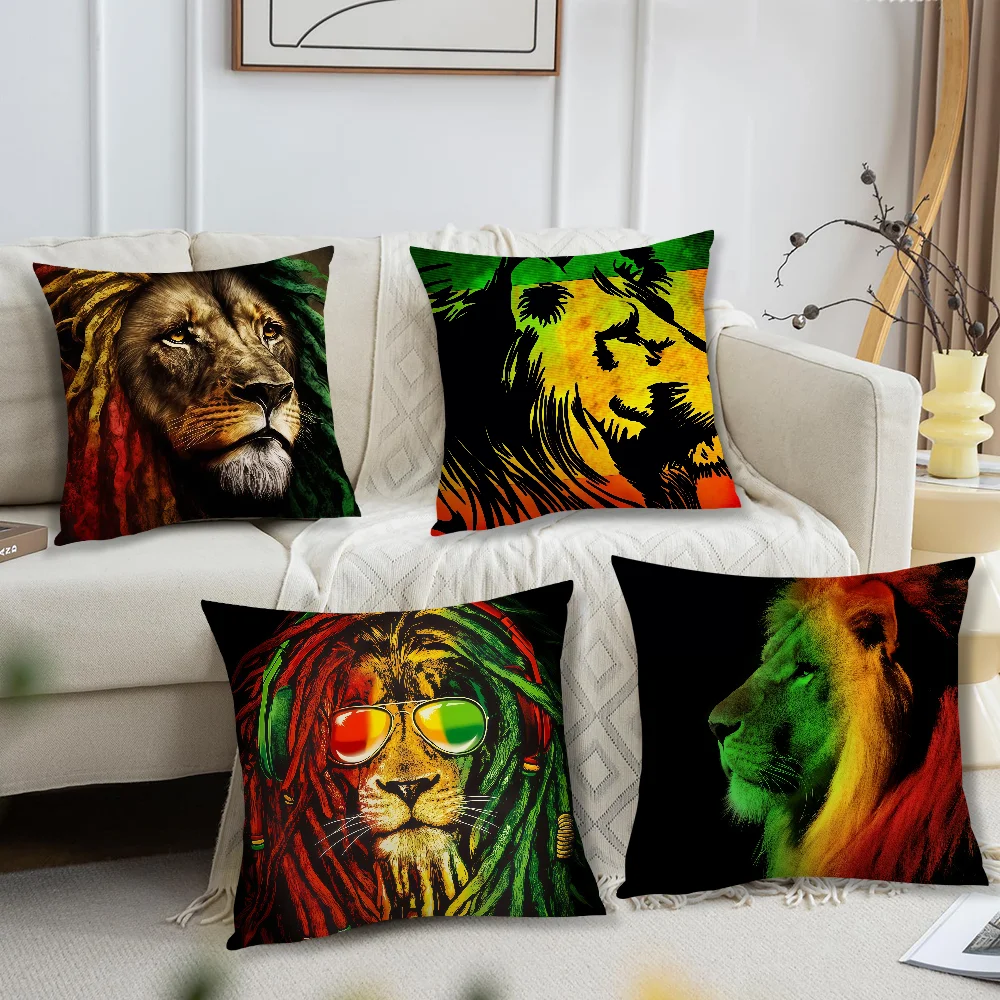 B-Bob M-Marley R-Rasta Lions cushion cover For Pillow Printing Sofa Decoration Home Car Room Coffee Shop Office NordicSimplicity