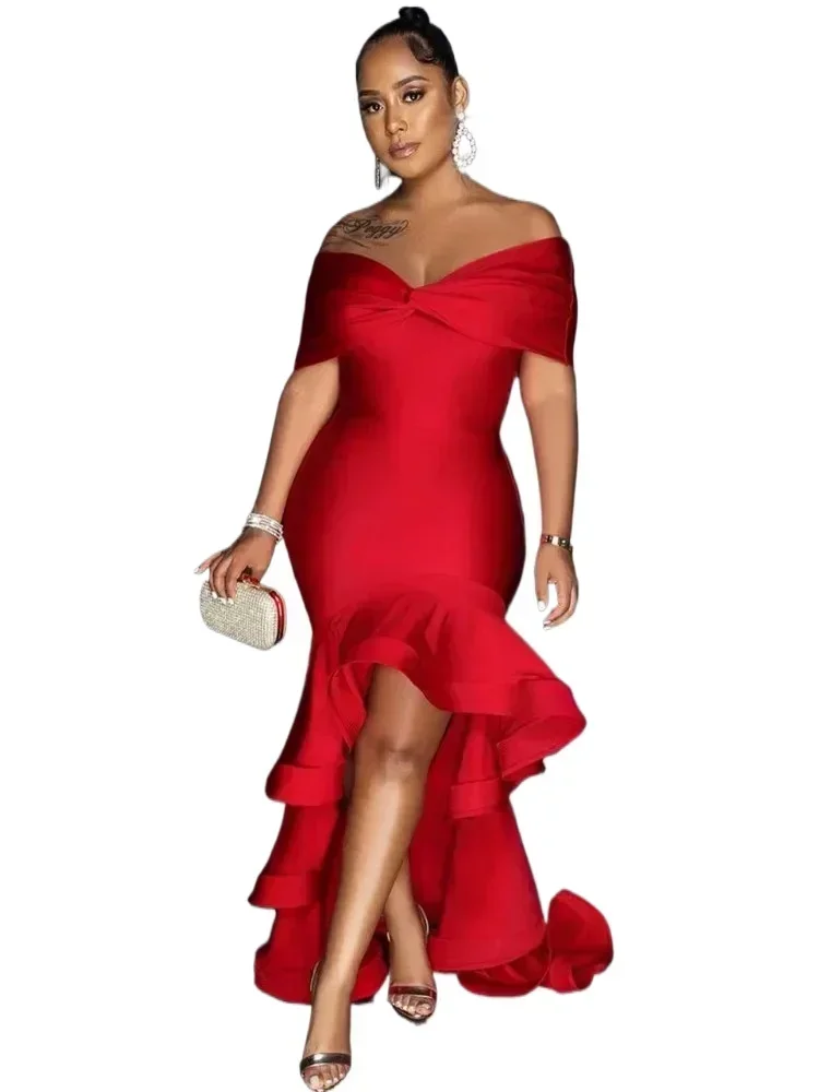 African Dresses For Women Off Shoulder Elegant Spring Summer Dashiki Maxi Dress Ladies Traditional African Clothing Fairy Dreaes