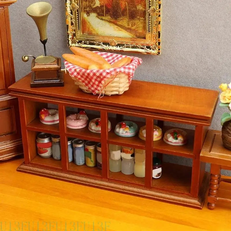 U13F Affichage étagère pour poupée House Mini Counter gâteau en bois Armoire d'affichage 1:12 Modèle Toy Girls Dollhouses