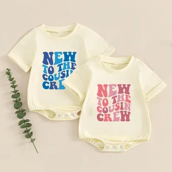 New To The Cousin Crew Newborn Baby Boy Girl Bubble Romper Boho Retro Cute Cousin Natural Crew Bodysuit Infant Summer Outfits