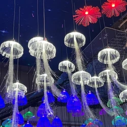Color White Warm Fiber Optic LED Jellyfish Strip Pendant Pendant Light Christmas Park Landscape Lighting