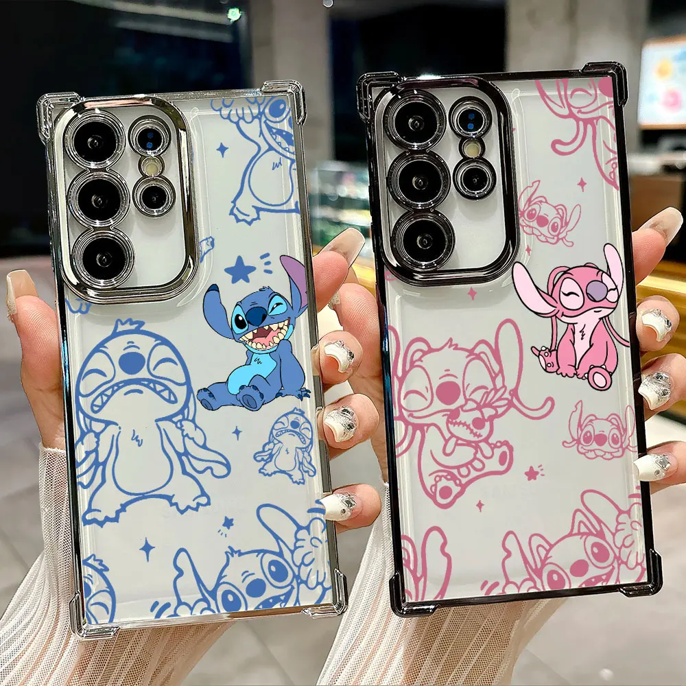 

Case For Samsung Galaxy S26 S25 S26Ultra Edge S24 S23 S22 Plus S21 Ultra FE Soft Shockproof Phone Cover Stitch and Angel Cartoon