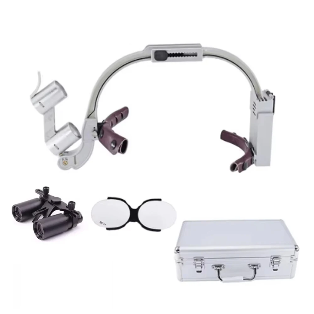 Metal Case Package Dental Surgical ENT LED Headlight Binocular Loupes Comes 2.5X Or 3.5X Magnification Comfortable Headband