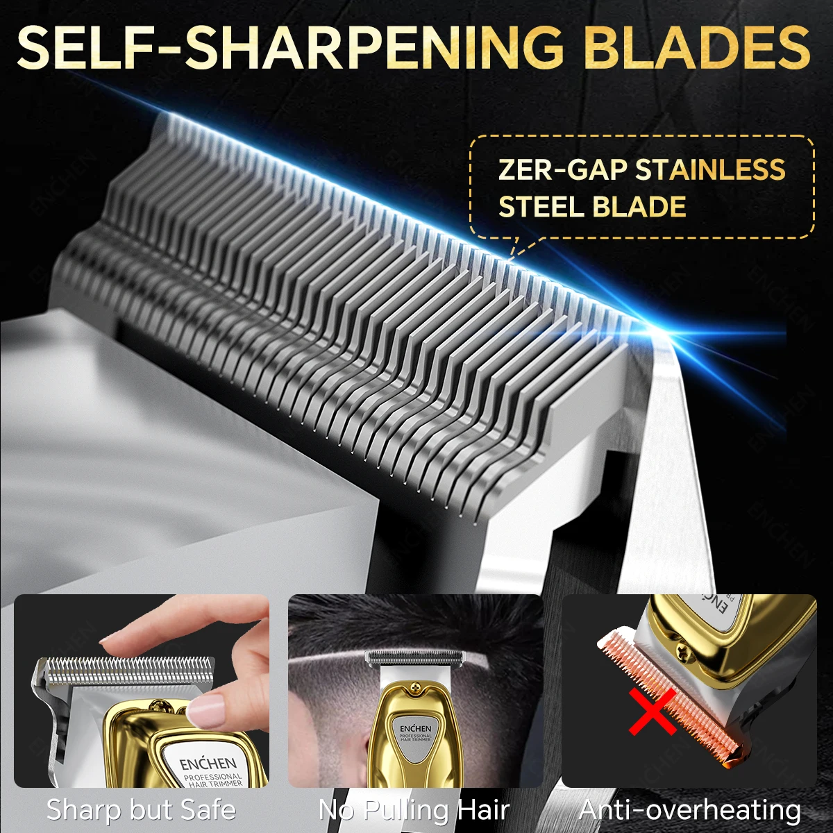 ماكينة تشذيب اللحية الاحترافية من ENCHEN Sharp 5، تدوم طويلاً، قابلة لإعادة الشحن من النوع C، شفرات شحذ ذاتية 150 دقيقة