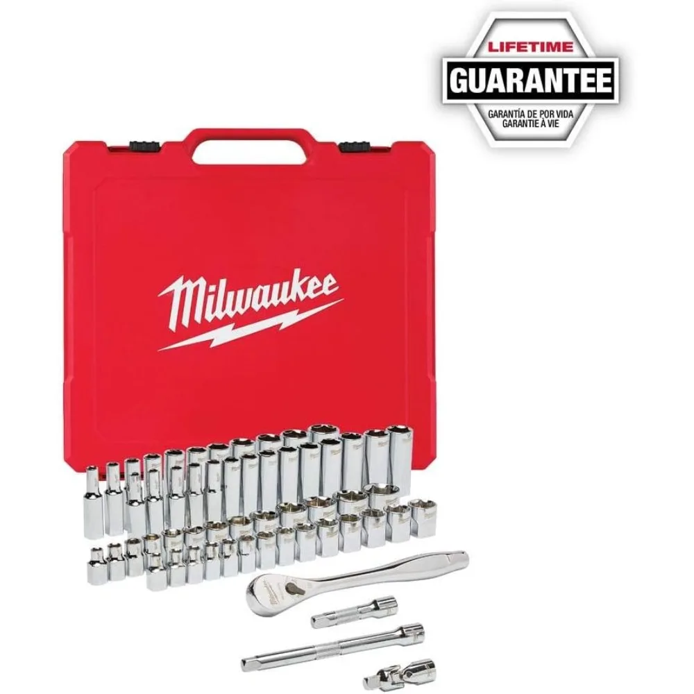 3/8인치 드라이브 SAE/미터법 래칫 및 소켓 정비 도구 세트(56개)