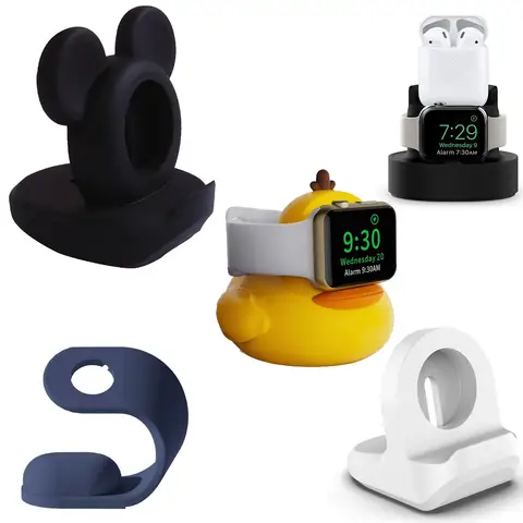 Charger Stand Minnie Desktop Holder for Apple Watch 9 8 7 6 5 4 iWatch 3 2 1 SE Cartoon Silicone Charging Base