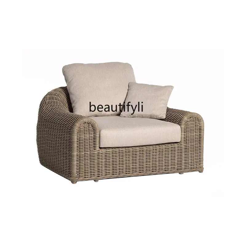 

yj Nordic Outdoor Sofa Villa Courtyard Sunshine Room Leisure Outdoor Waterproof and Sun Protection Rattan Combination