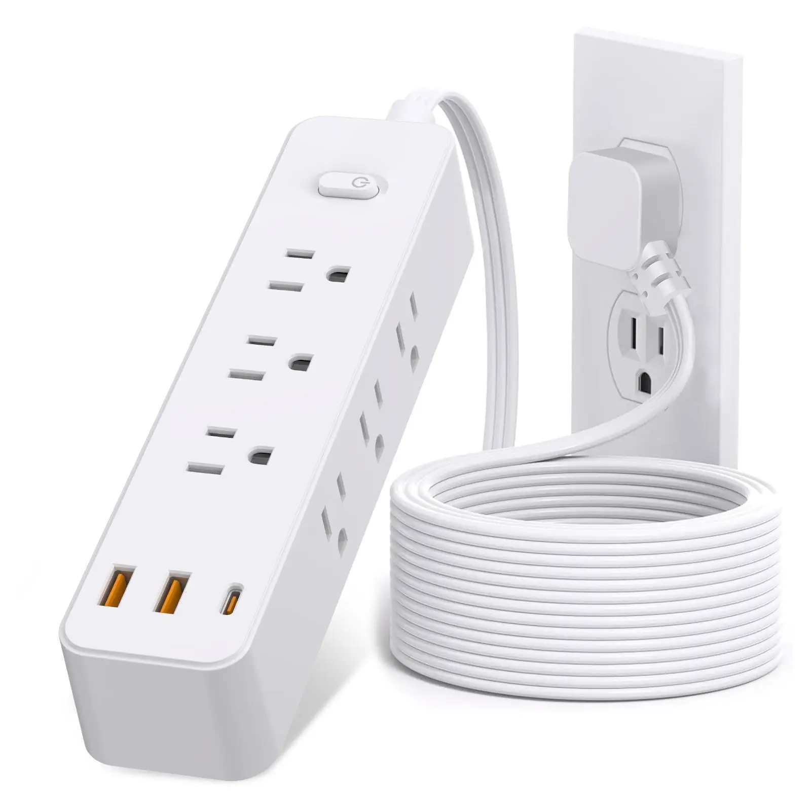

5 Ft Surge Protector Power Strip - 9 Widely Outlets with 4 USB Ports, 3 Side Outlet Extender with 5 Feet Extension Cord, Flat Pl