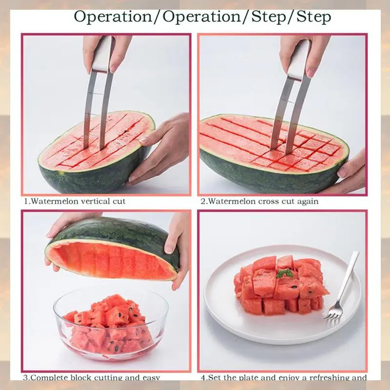 

Flash Trend 2X Wtermelon Cutter Slicer Cut Watermelon Into-Cubes Knife Melon Baller For Kitchen Gadgets Useful Cool Tool