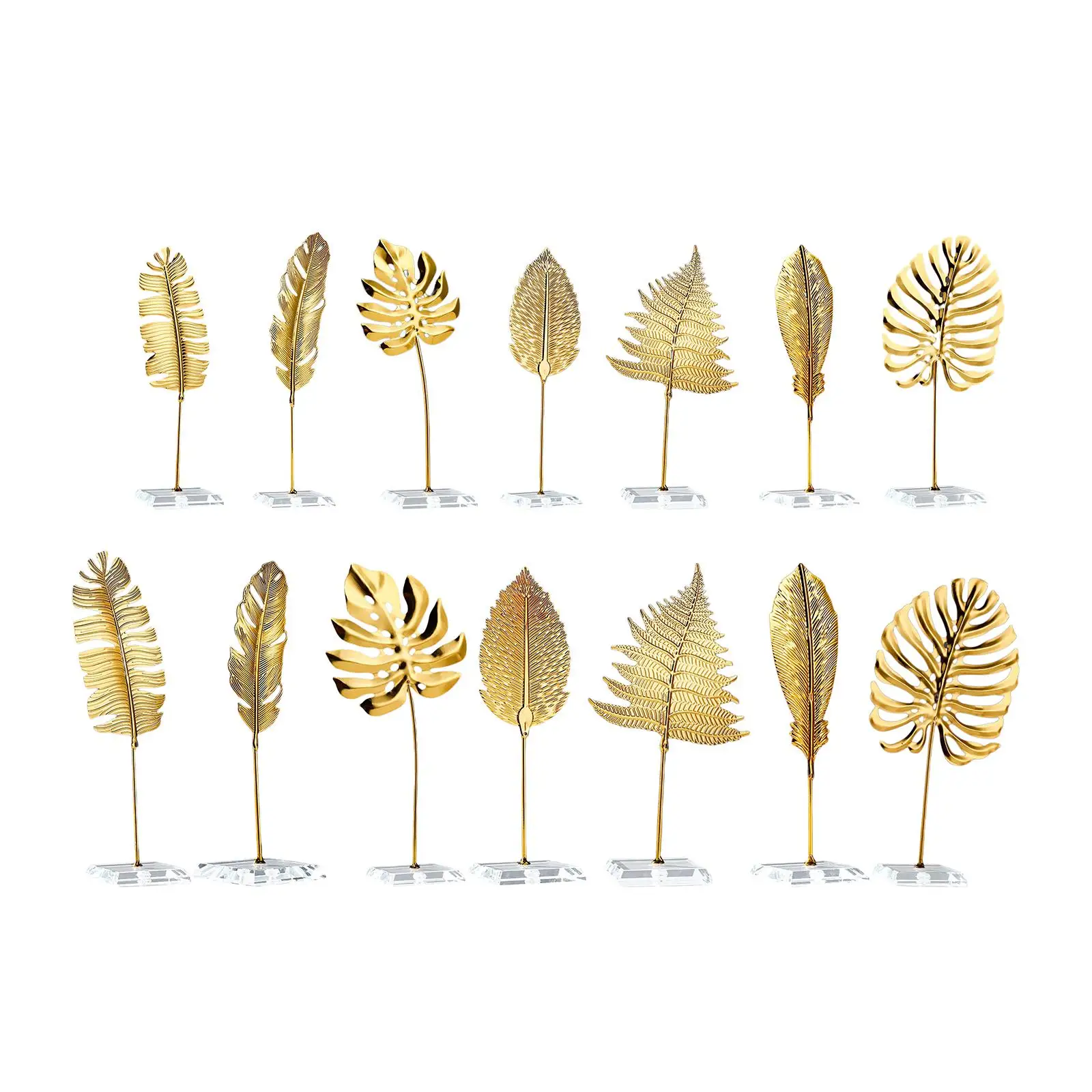 Metal Leaf Statue Leaf Shaped Figurine Nordic Decorative Crafts Leaf Sculpture for Home Bookshelf Bar Bedroom Decor