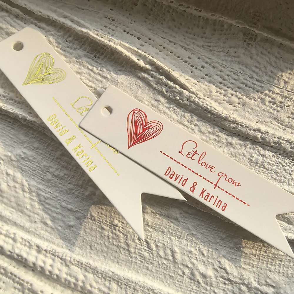 

TT11-18x80mm The Heart Of Love Personalized Customization Golden Text Print Customize Text Logo Wedding Gift Packaging