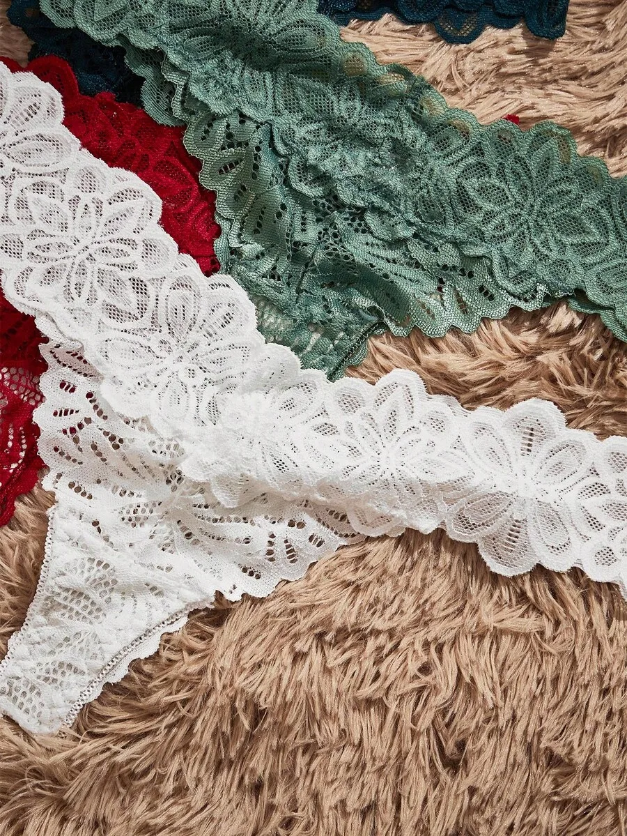 

6pcs Women Lace Seamless Thong Panties Set