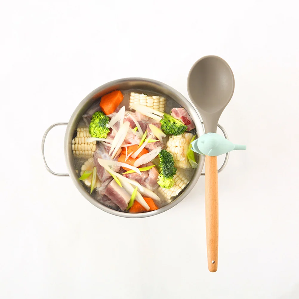 

Силиконовый зажим в форме птицы случайного цвета, подставка для ложки, компактный держатель для кухонной утвари, легкий зажим для ложки для приготовления пищи в кастрюле