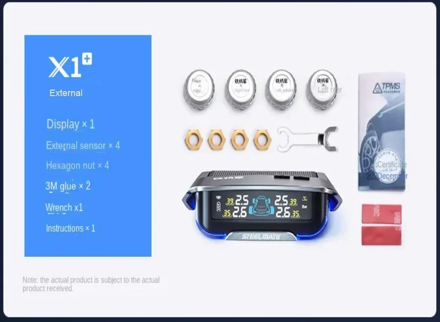 High Quality Steel Mate X1 Tire Pressure Monitor Built-in And External Plus Car Tire Sensor Solar High-Precision Tire Inspection