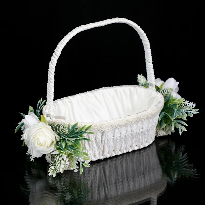 1pcs Wedding Decoration Bridesmaid Carrying Basket Wedding Flower Child Scattering Flower Basket Petal Storage Basket