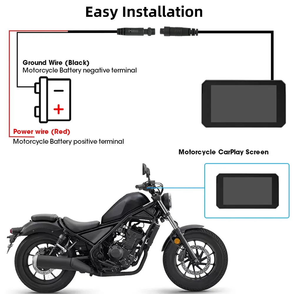 Icreative 5 inch Carplay Motorcycle DVR Navigation GPS Wireless CarPlay Android Auto IPX7 Display Screen Portable Moto Monitor view 6