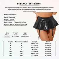 Sexy Women Latex Leather Ruffled Skirts Wetlook Party Low Waist Built-in Thongs Miniskirt with Garter Belts Clips Dance Clubwear - Image 4
