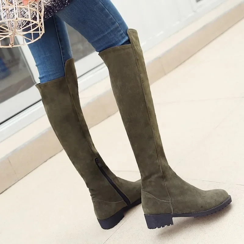 Square Med Heel Women Over The Knee BootsWomen Autumn/Winter Shoes Sexy Ladies Party Boots Long Snow Boots Plus Size 33-46MAZIAO