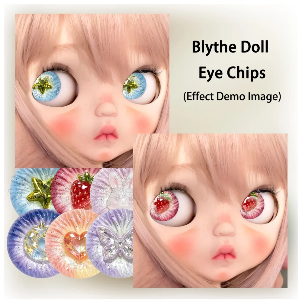 10MM-40MM Blythe Doll Eye Chips Shiny Star Strawberry Butterfly Heart Pattern Eye Chips Blythe Doll Accessories MS018 ﻿