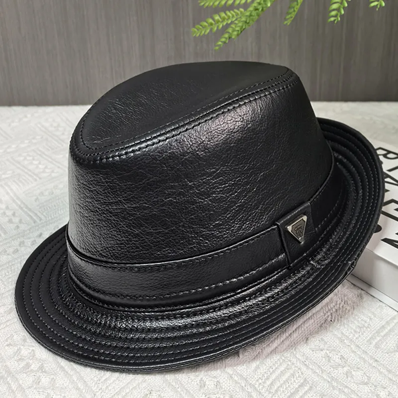 new-autumn-winter-natural-genuine-cowhide-leather-fedoras-for-men-western-cowboy-british-trendy-brands-gentleman-leather-hat