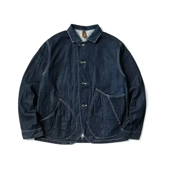 

Japanese loose wash denim denim lapel jacket Kapital