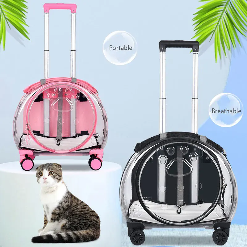 Custom Maychan Multi-functional Expandable Trolley Stroller Dog Pet Carrier Bag Luggage Case Cat Backpack With 4 Wheels