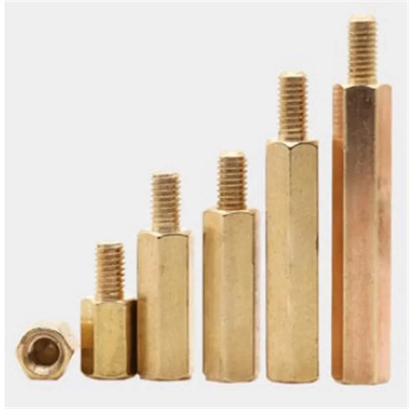 2pcs-50pcs M2 M2.5 M3 M4 M5 M6 M8 Male to Female Brass Spacer Long Hexagonal Brass PCB Standoff Spacers