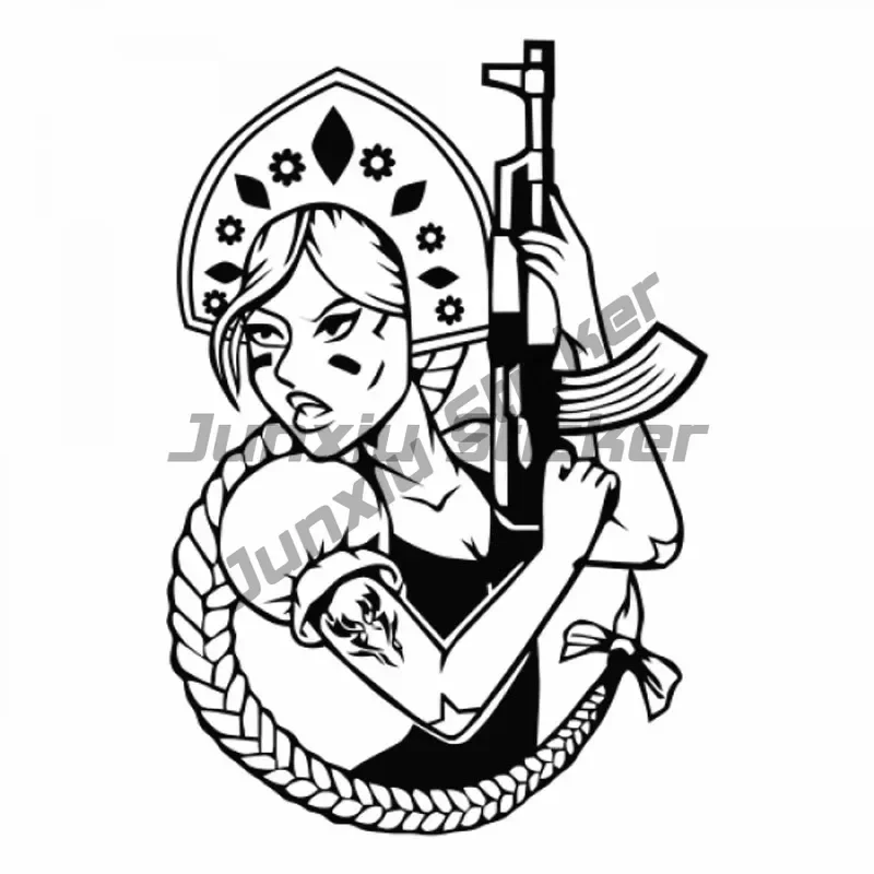 

Personality Russian Girl Car Sticker Waterproof PVC Decal Modeling Roof Decor Window Rear WindshieldCovering Scratches