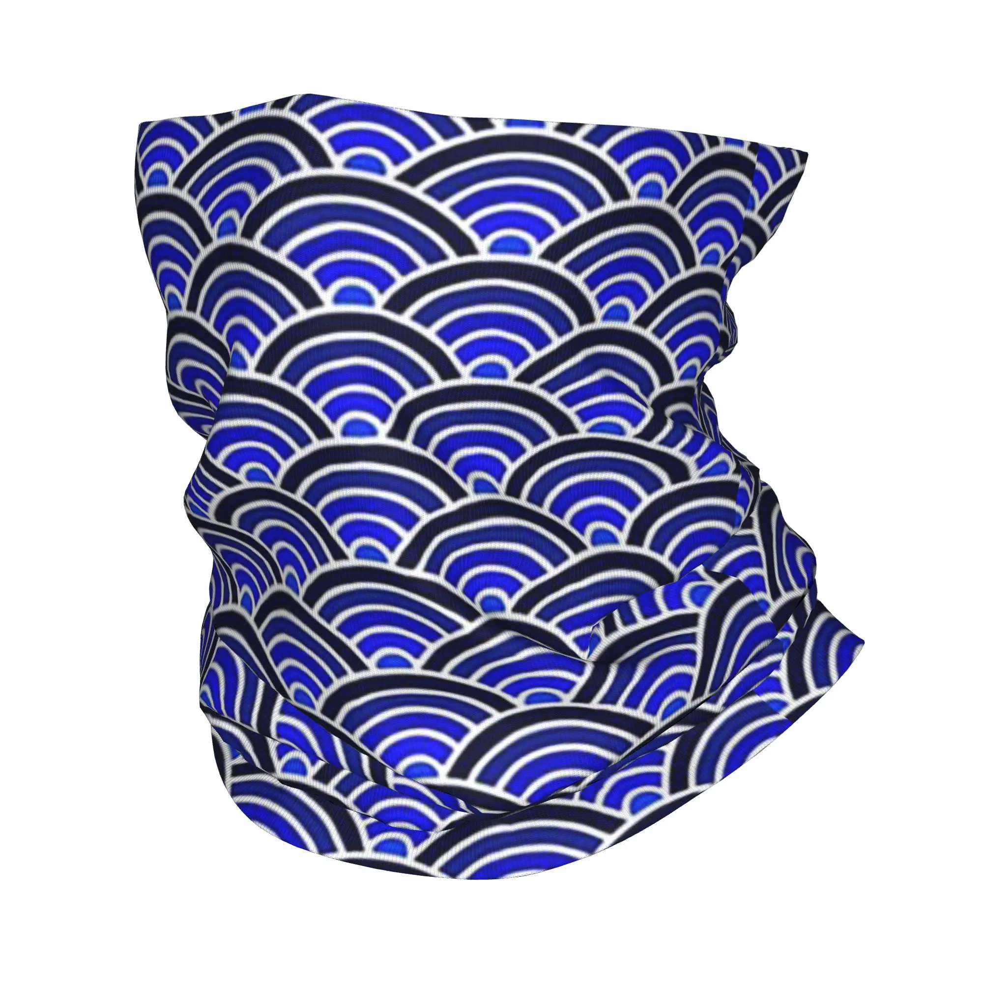 

Traditional Japanese Blue Wave Pattern Bandana Neck Gaiter Printed Mask Scarf Cycling Scarf Hiking Fishing For Men Women Adult