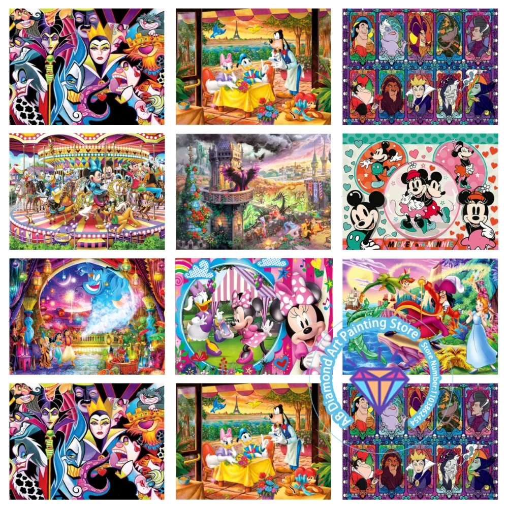 

Mickey Villains AB Diamond Painting Kit Square Round Diamond 5D DIY Mosaic Cross Embroidery Handmade Art Unique Gift Home Decor