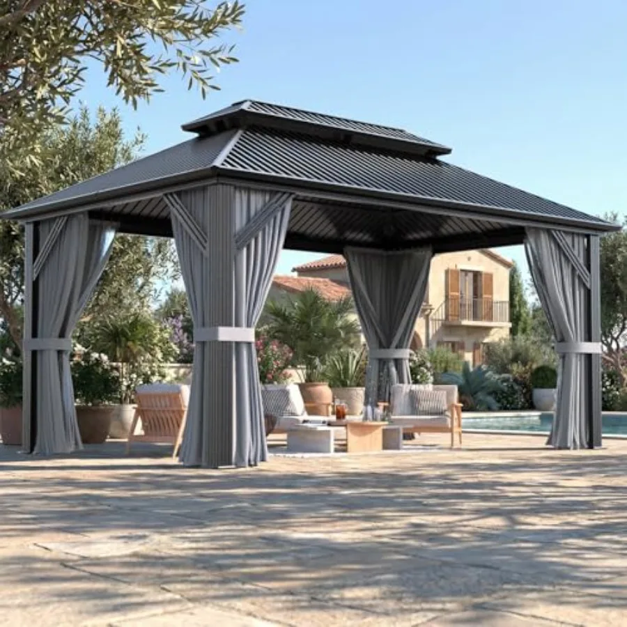 14' Aluminum Gazebo Grey
