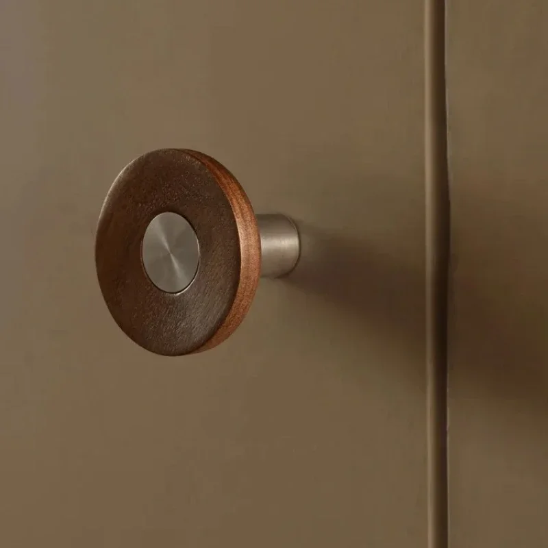 Modern Walnut Handle Stainless Steel Glass Door Pull Wall Hook for Entryway Wardrobe Coat Hanger Multi-Functional Home Decor