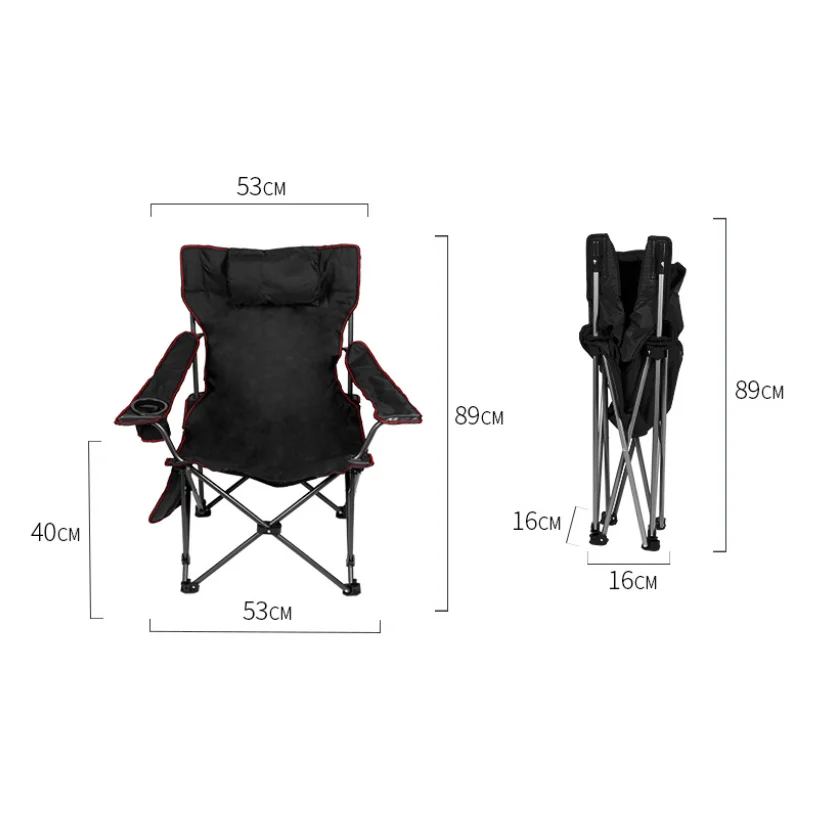 

Outdoor Folding Chair Leisure Camping Picnic Black Portable Fishing Beach Chairs