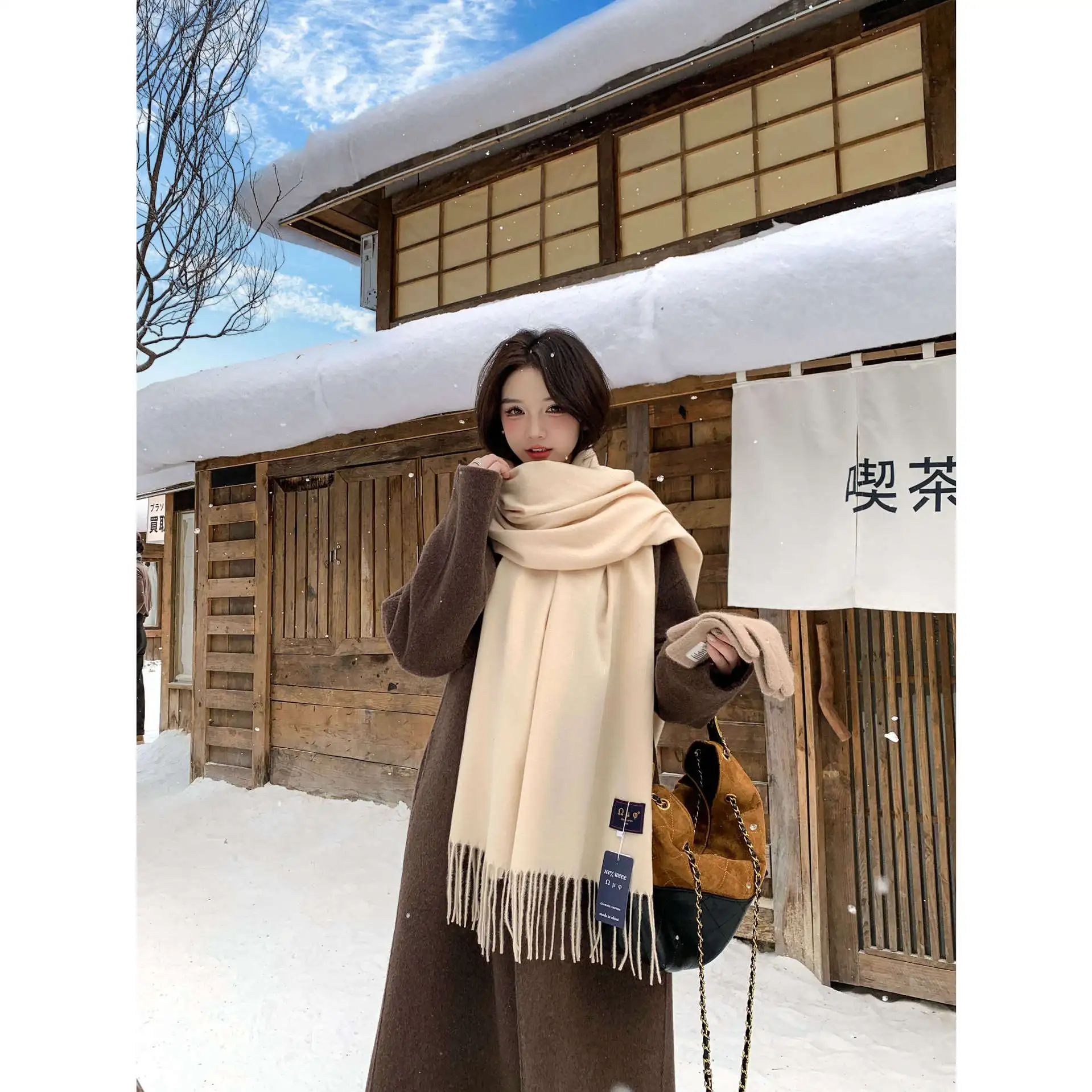 

Однотонный женский зимний шарф: легкий, роскошный, утепленный, универсальный, в корейском стиле, высококачественный, длинный, для пар.