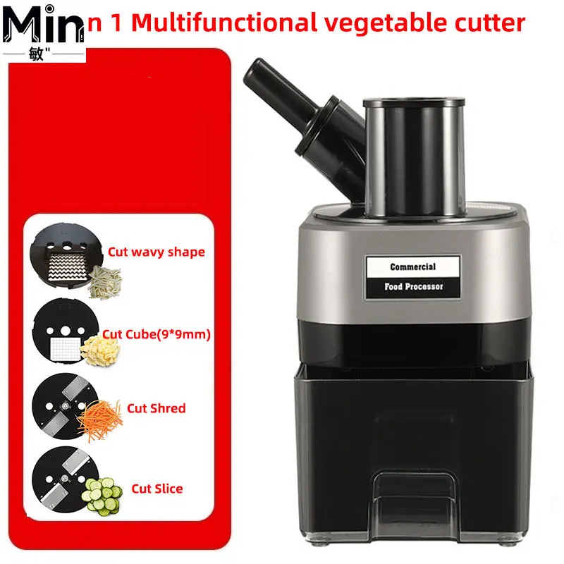 HomeWise K8700 4-in-1 Multi-Function Vegetable Cutter Double Feed Port Wavy Cubed Shredded Sliced Vegetable Cutting Processor