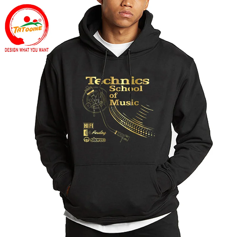 Technics Old School Of Music Hoodie Streetwear Sweatshirts Hooded Men Youth Hoodies Technics Turntable DJ Printing Hoody Clothes