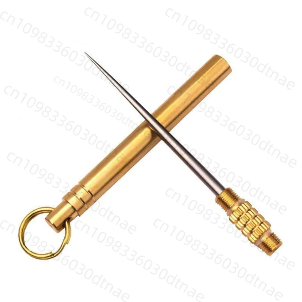Titanium Brass Metal With Key Ring Fruit Pick Tooth Cleaning Personalized Brass Toothpick Toothpick Fruit Fork Toothpick Tube