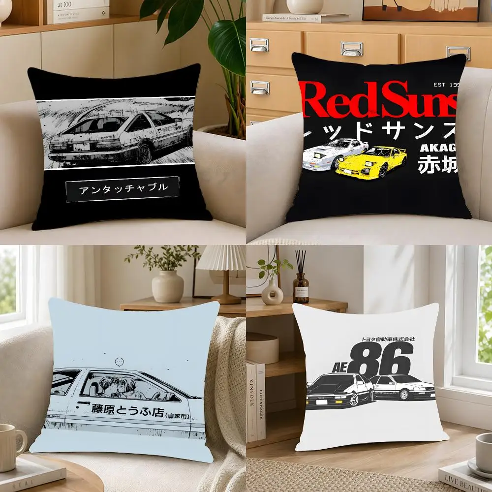 Anime Racing Initial D Cushion Cover Crystal velvet sofa Aesthetic room decor Car seat back cushion