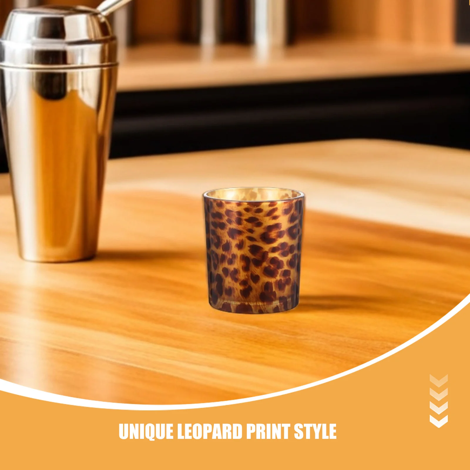 2Pcs Glass Holder Cup Animal Print Tealight Votive Holders for Holiday Centerpieces Valentine Party Decorative Tea Light