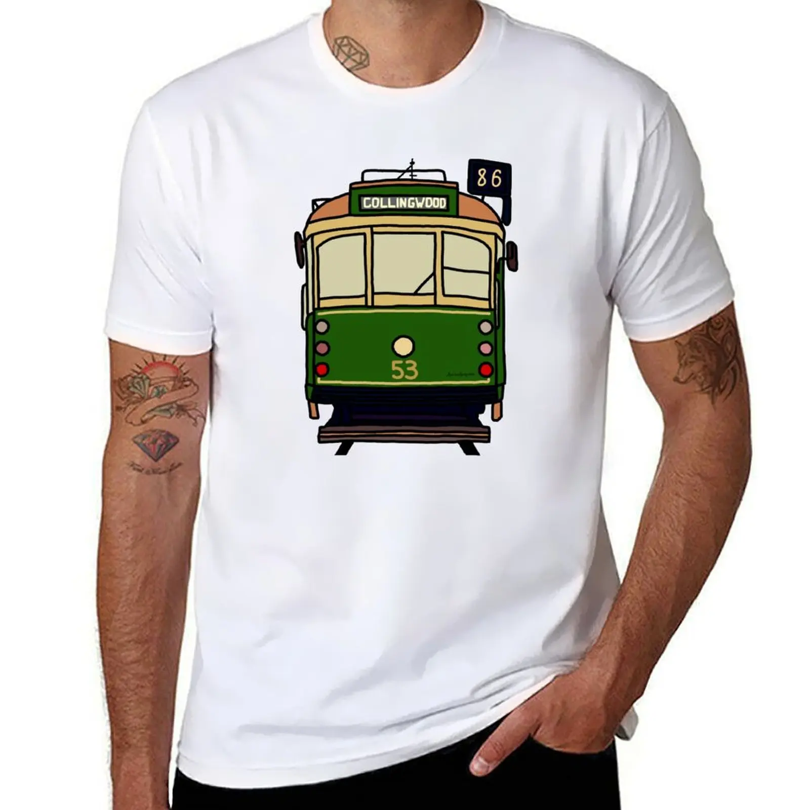 

Melbourne Tram No. 86 to Collingwood T-Shirt t shirts with prints men t shirt cotton 100% T-Shirt