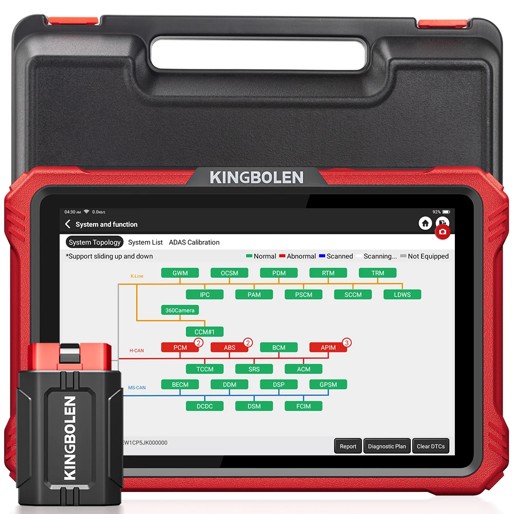 KINGBOLEN K10 PRO 10,1" Vollsystem-Scanner mit Topologiekarte, 40+ Reset-Funktionen, ECU-Codierung, bidirektionaler Steuerung, Auto-VIN-Scan-Tool für asiatische, europäische und amerikanische