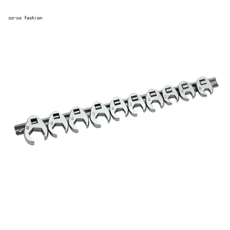 517B Repair Tool 10-22mm Metric Crowfoot Wrench for Tight Space 3/8Inch Wrench Set Ratchet Wrench for Auto Repairing