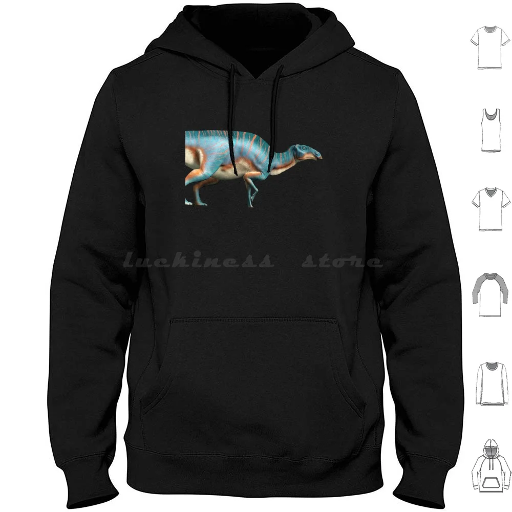 Sudadera con capucha de algodón de manga larga Maiasaura, dinosaurio hadrosaurio, ornitopodo, herbívoro, fondo blanco